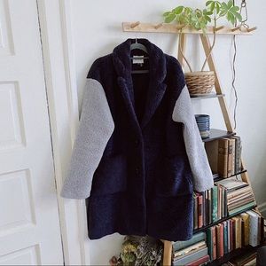 Court & Rowe Haley Colorblock Teddy Coat Blue/Gray